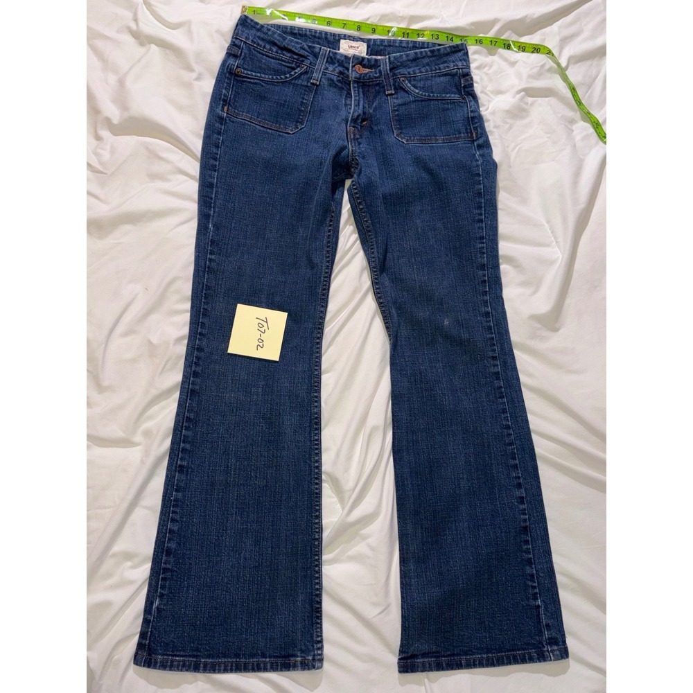 Levis 545 Low Boot Cut Jeans Womens 8 Medium Blue Patch Pocket Stretch T07-02